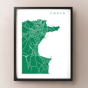 Korfu, Griechenland Karte Druck - Kunst Poster