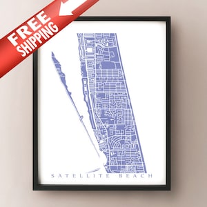 Satellite Beach, FL Map Print - Indian Harbour Beach Florida Poster