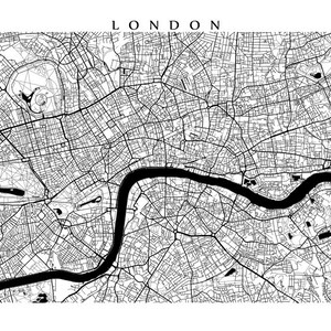 London Map - Black and White Wall Art, England Art Poster - Etsy