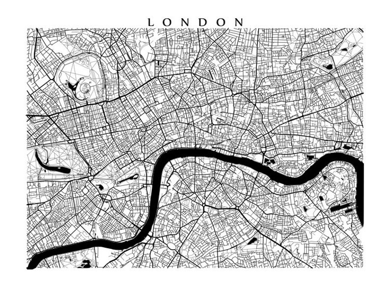 London Map Black and White Wall Art England Art Poster - Etsy Canada
