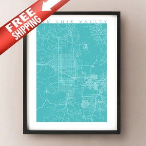 San Luis Valley Kaart Afdrukken - Colorado Poster