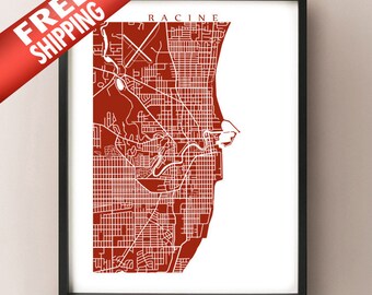 Racine, WI Map Print - Wisconsin Poster