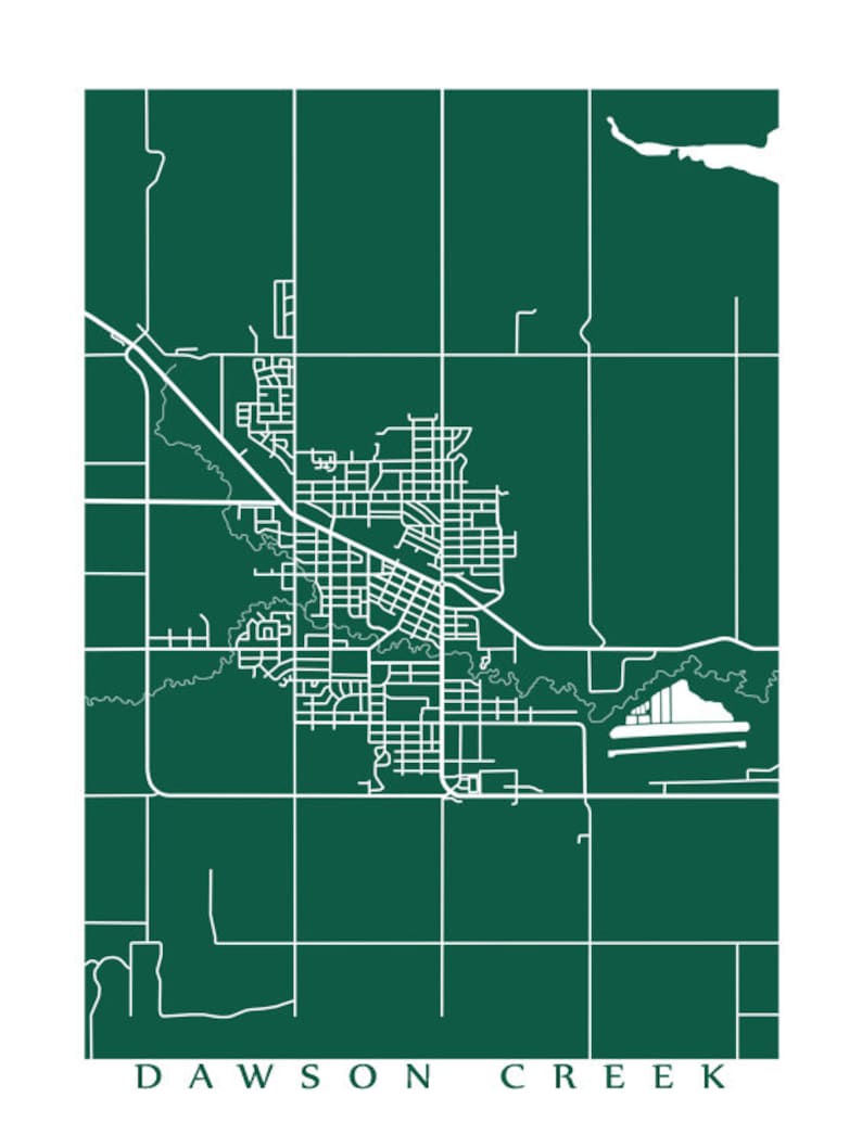Dawson Creek BC Map Poster Print British Columbia Canada Etsy