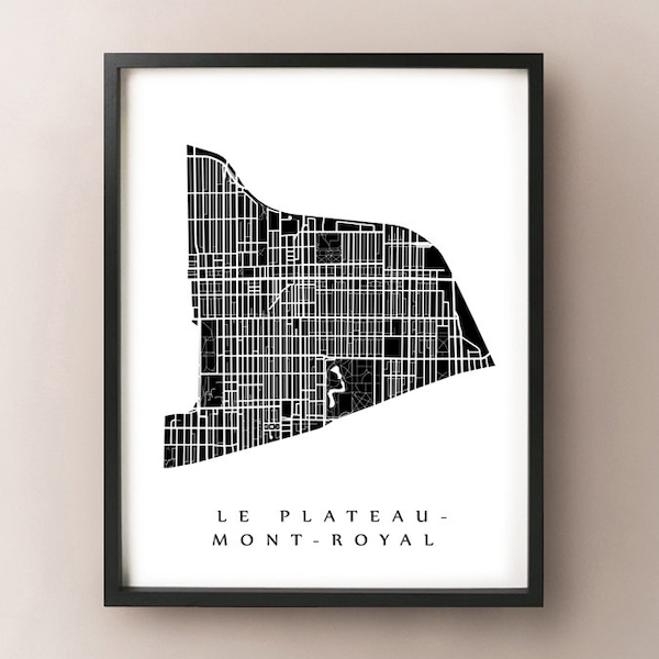 Le Plateau-Mont-Royal Map - Montreal Neighbourhood Art Print