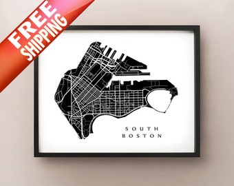 Impression de la carte du quartier de South Boston - Boston, Massachusetts