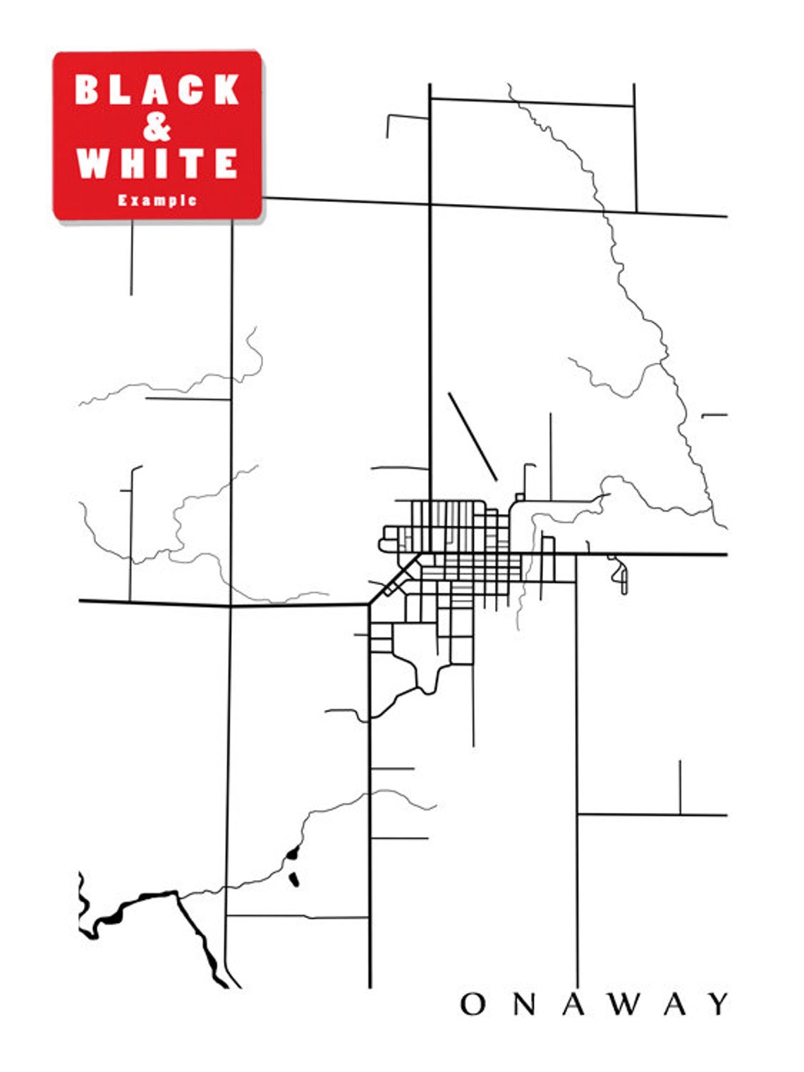 Onaway MI Map Michigan Poster Etsy