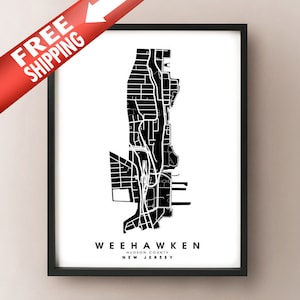 Weehawken, NJ - Stadt Grenzen Karte drucken