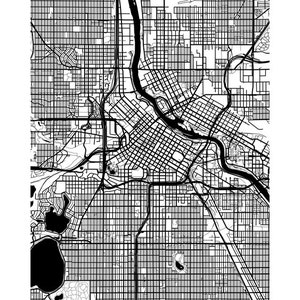 Minneapolis Map Print - Black and White - Etsy