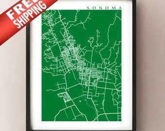 Sonoma Karte Drucken - Kalifornien Poster