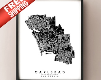 Carlsbad, CA - City Limits Map Print