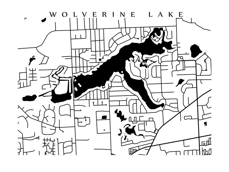 Wolverine Lake Map Print Michigan Poster Etsy