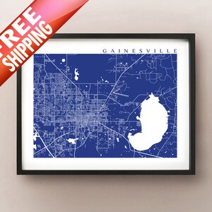 Gainesville Kaart - Florida Poster - Home Decor Art Print