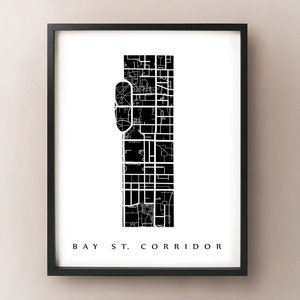 Bay Street Corridor Map - Toronto Neighbourhood Art Print