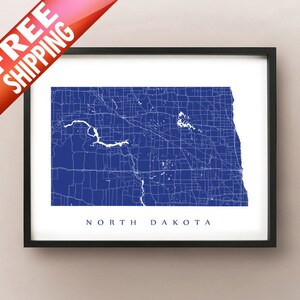 Carte du Dakota du Nord - Impression d'affiche personnalisée