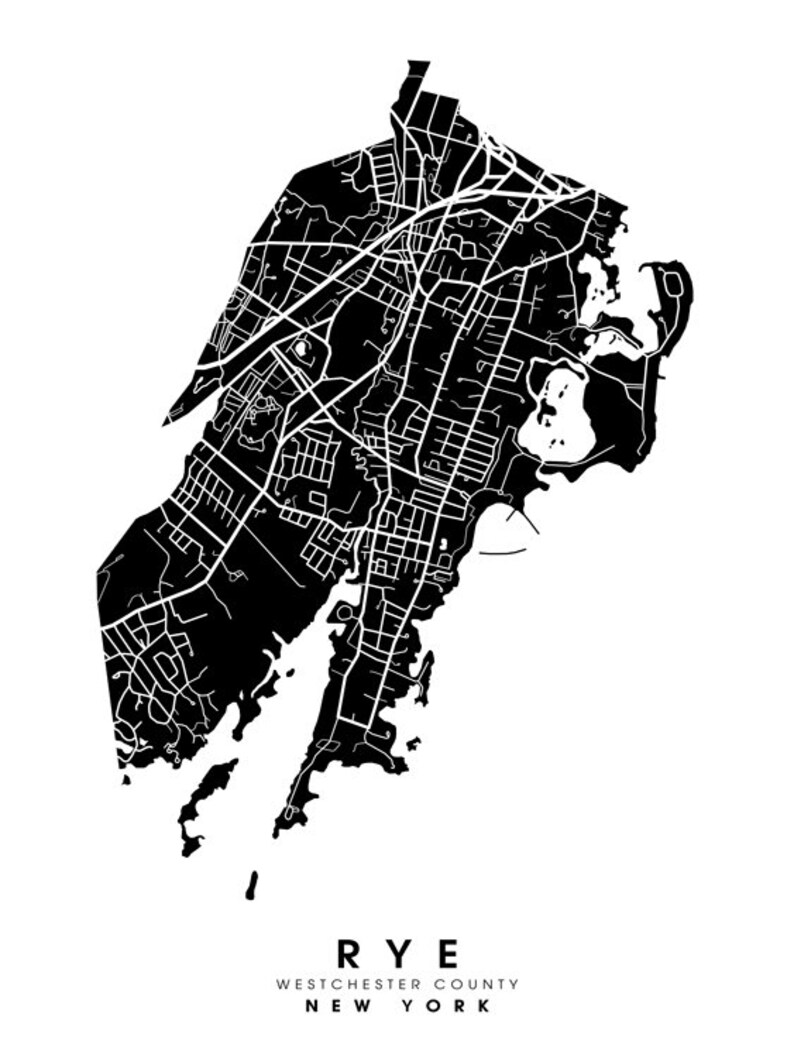 Rye NY City Limits Map Print Etsy