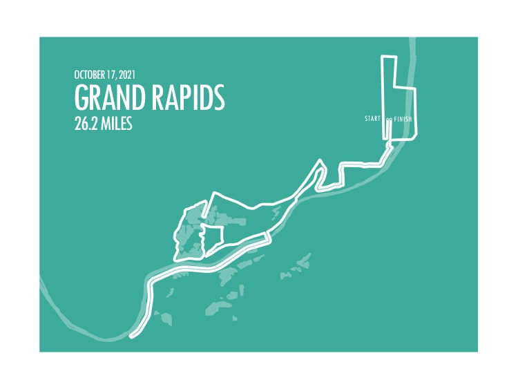 2021 Grand Rapids Marathon Route Map Print Etsy