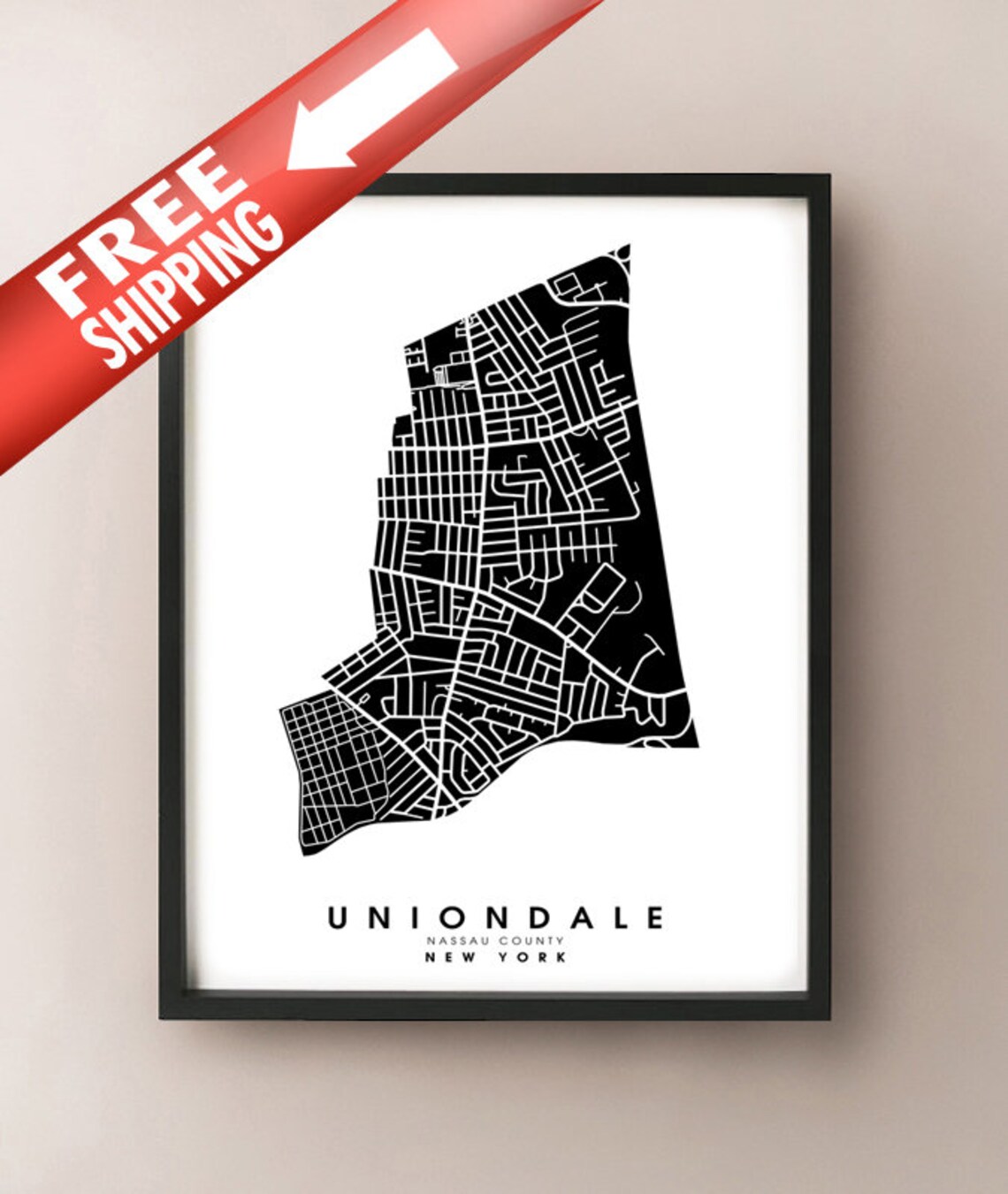 Uniondale NY City Limits Map Print Etsy Australia
