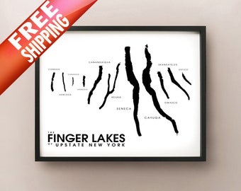 Finger Lakes of Upstate New York Map Print