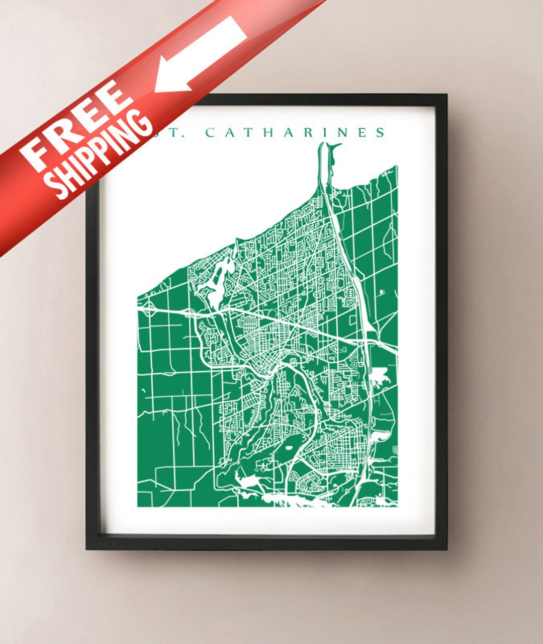 St. Catharines Map Print - Ontario Poster Art - Etsy