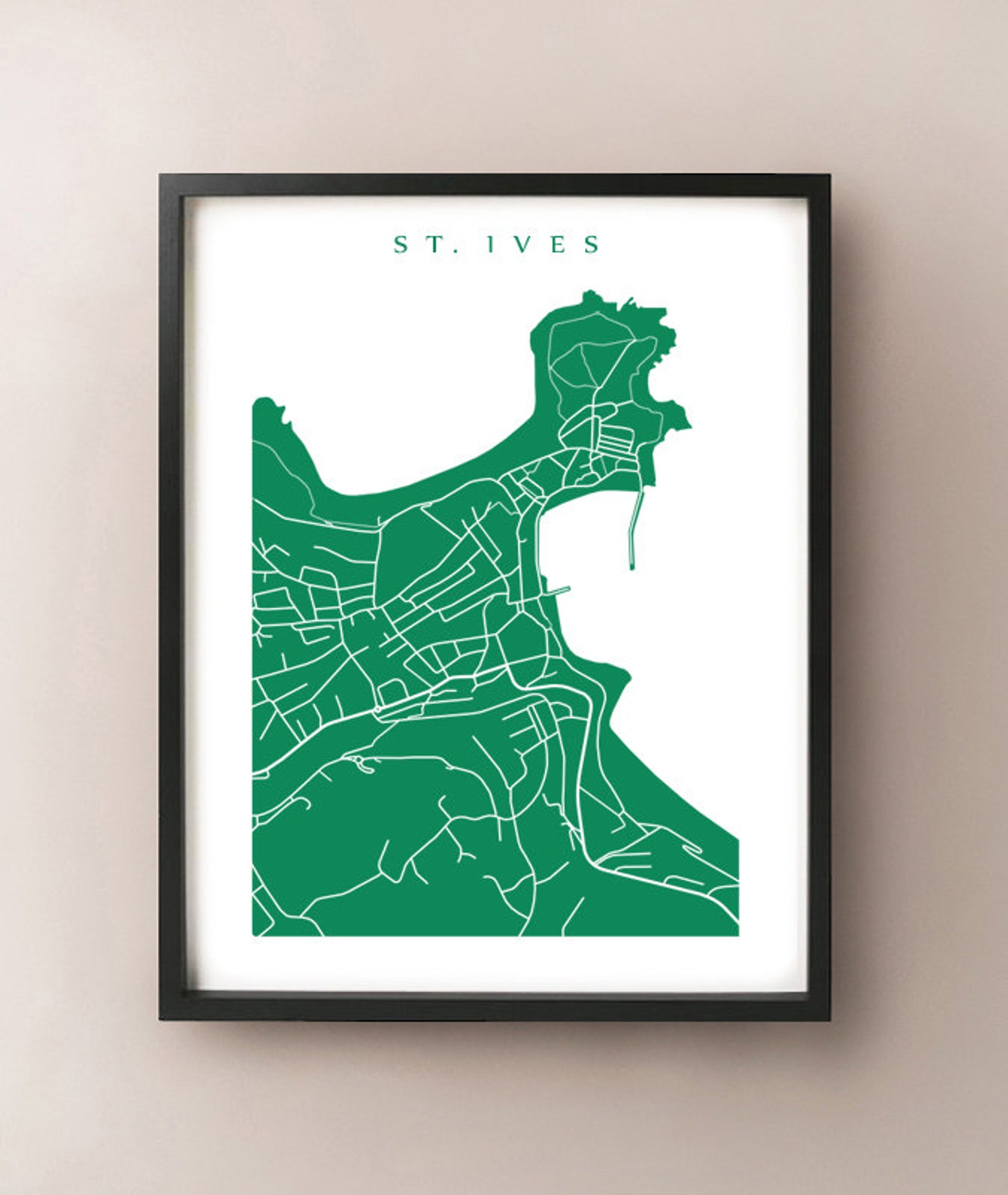 St. Ives Map Print Cornwall UK Wall Art England Poster | Etsy