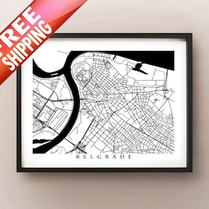 Belgrade City Map - Black and White - Serbia Poster