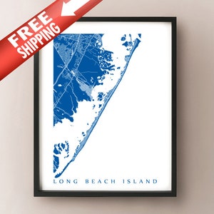 Long Beach Island, NJ Kaart Kunst - New Jersey Poster Print