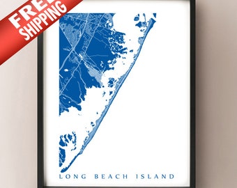 Long Beach Island, NJ Map Art -  New Jersey Poster Print