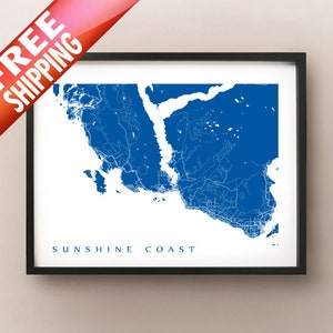 Sunshine Coast, BC Map Poster Print - Colombie-Britannique, Canada