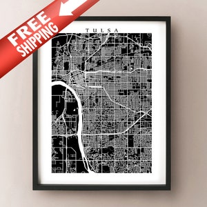 Impressão do mapa da cidade de Tulsa