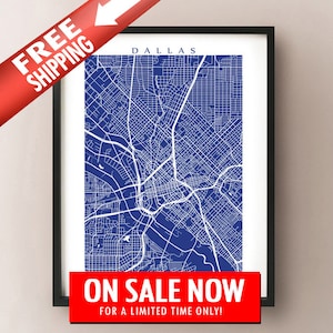 Dallas Map Print - Affiche d’art du Texas