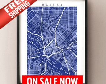 Dallas Map Print - Texas Art Poster