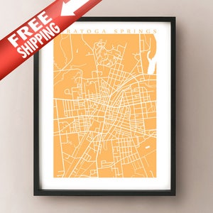 Saratoga Springs, NY Vertical Map Print - Upstate New York