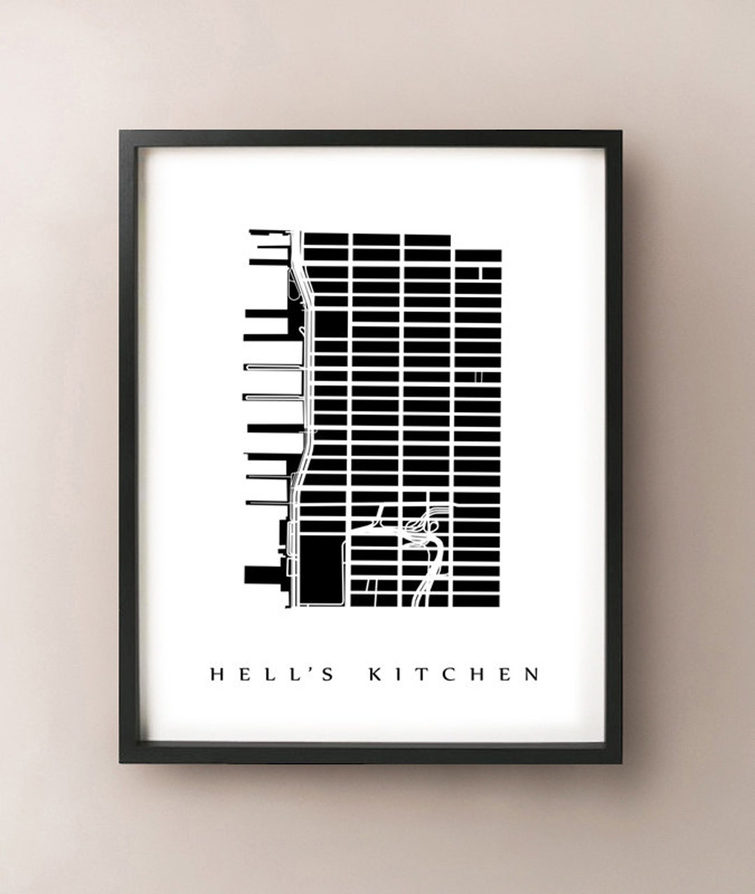 Hell's Kitchen Map - Manhattan, NYC Neighborhood Art Print - Etsy
