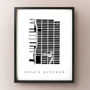 Mappa della cucina dell'inferno - Manhattan, Nyc Neighborhood Art Print