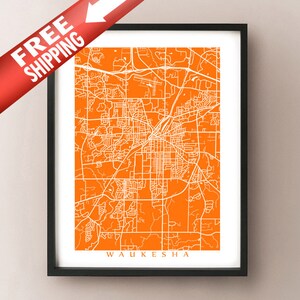 Waukesha, WI Map Print - Wisconsin Poster