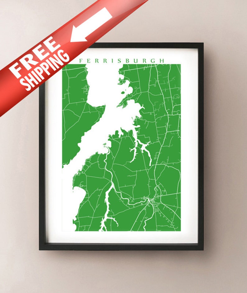 Ferrisburgh Map Print Vermont Art Poster Etsy Canada