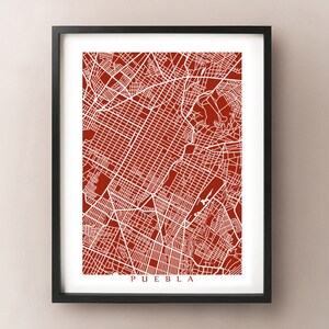 Puebla Map Art Print - Mexico Poster
