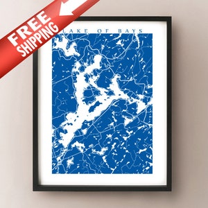 Impression de la carte du lac des Baies - Ontario Art