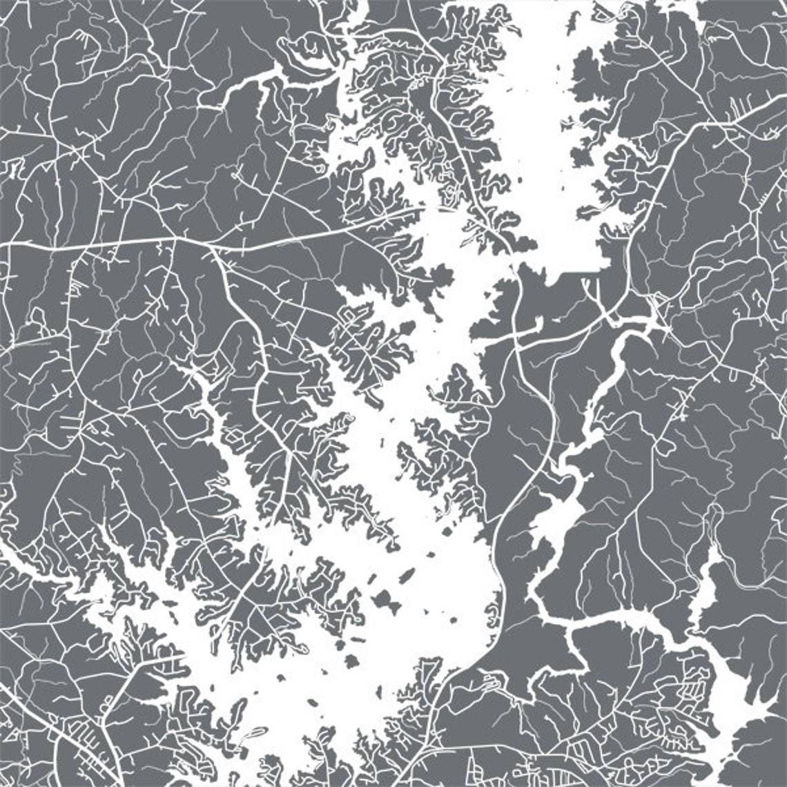 Lake Keowee Map Print South Carolina Poster Art Etsy