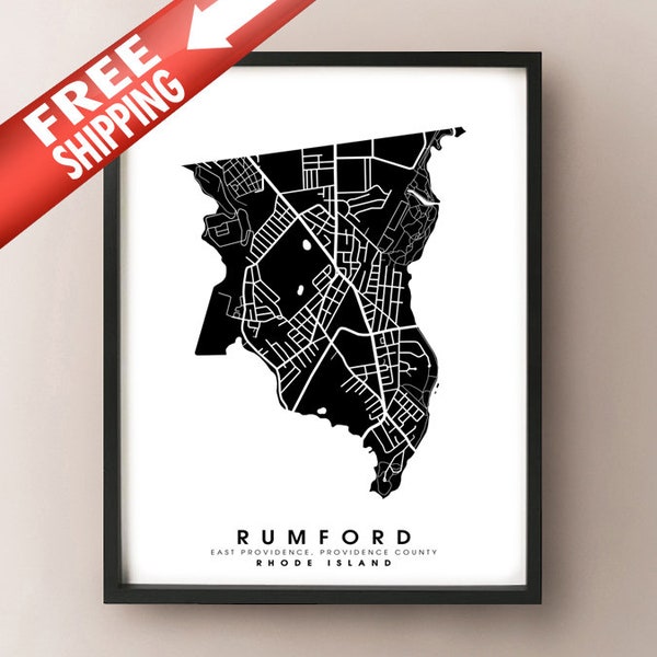 Rumford - East Providence, RI - City Limits Map Print