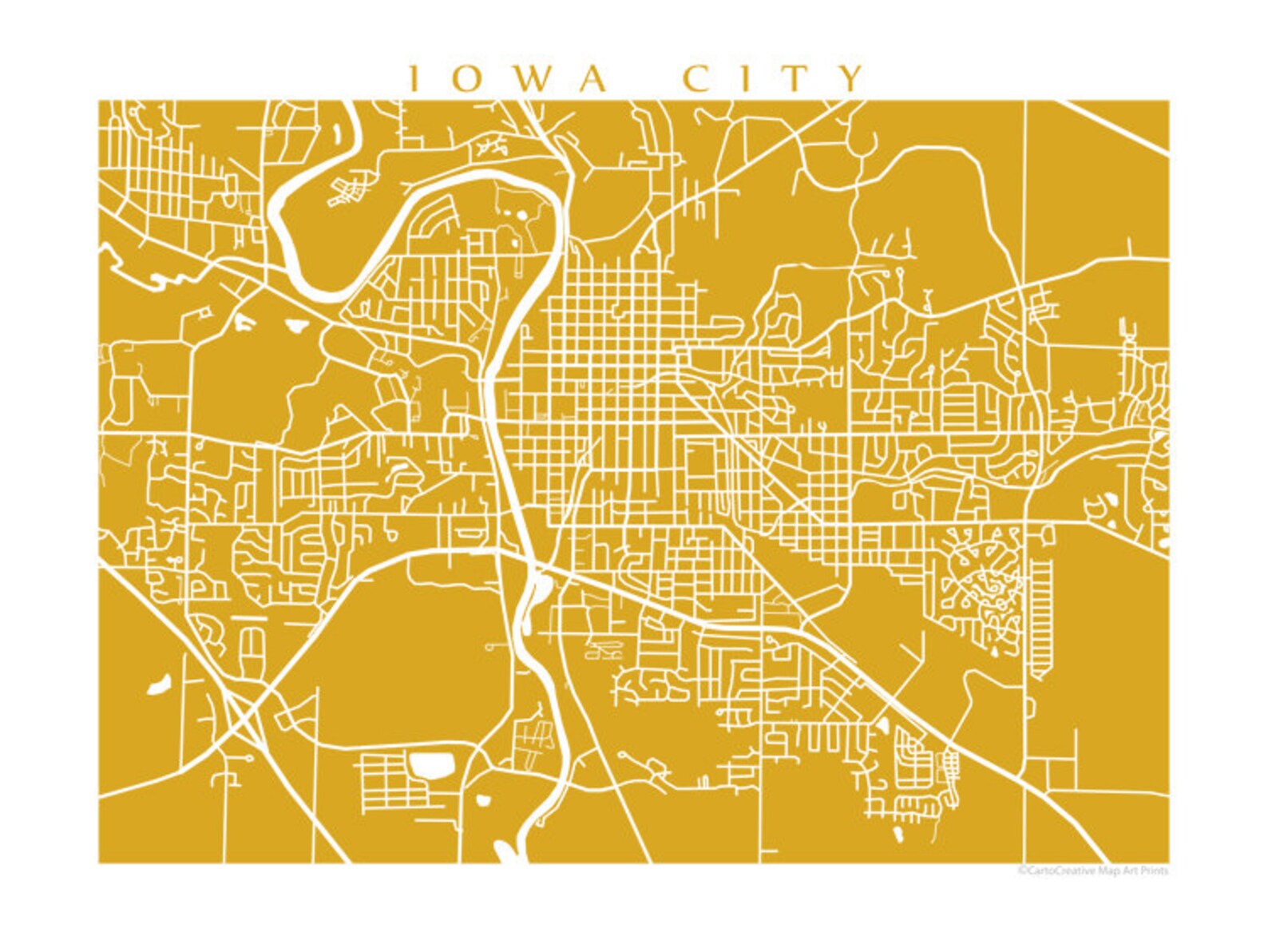 Iowa City Map Art Poster Print Customize Your Map Choose - Etsy