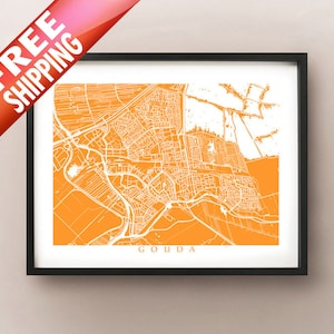Gouda Map Print - Affiche néerlandaise