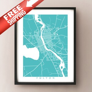 Fulton, NY Map Print - Condado de Oswego, Norte del Estado de Nueva York
