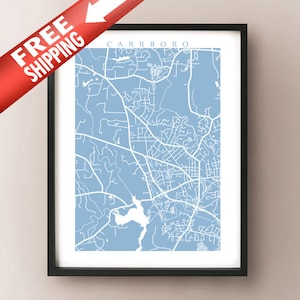 Carrboro Karte Kunstdruck - Chapel Hill Area, North Carolina Poster