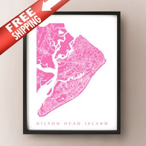 Hilton Head Island, SC Map Print - South Carolina Poster Art