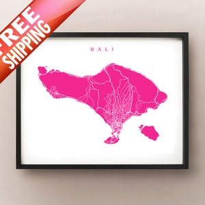 Bali Map Print - Indonesia Art Poster - Home Decor