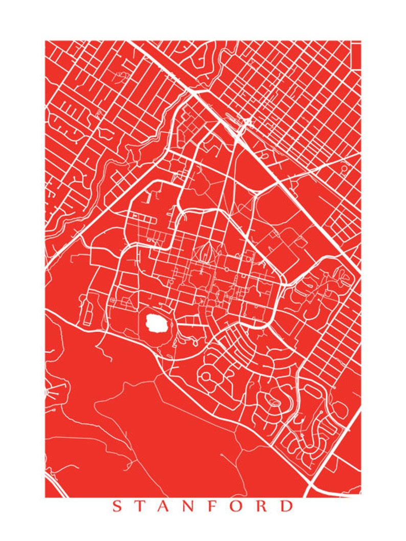 Stanford Map Print California Poster Etsy