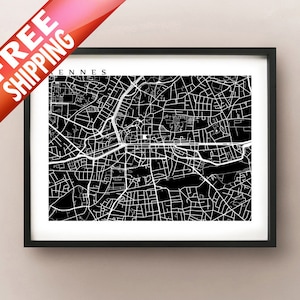 Rennes Map Print - France Art Poster
