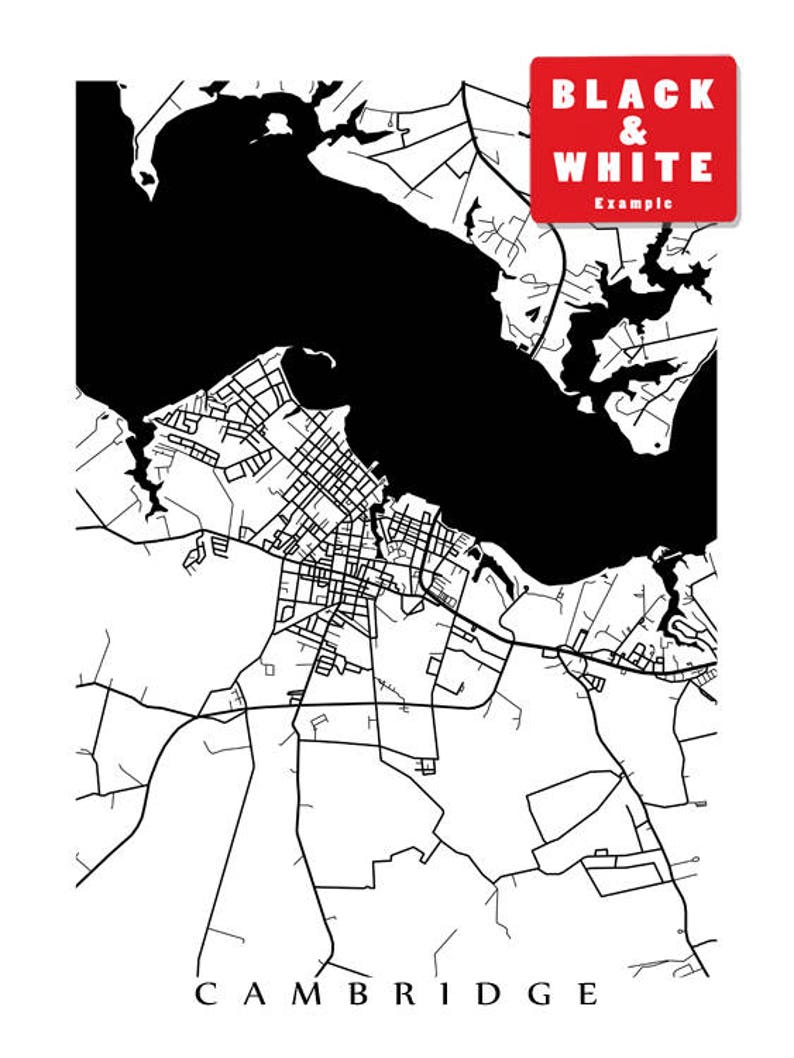 Cambridge MD Map Eastern Shore Maryland USA Art Poster Etsy