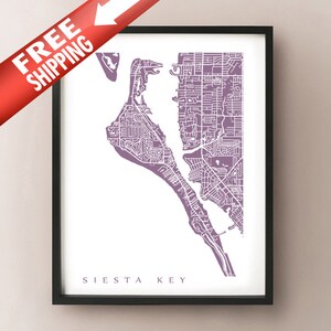 Siësta Key Map Print - Florida Art Poster